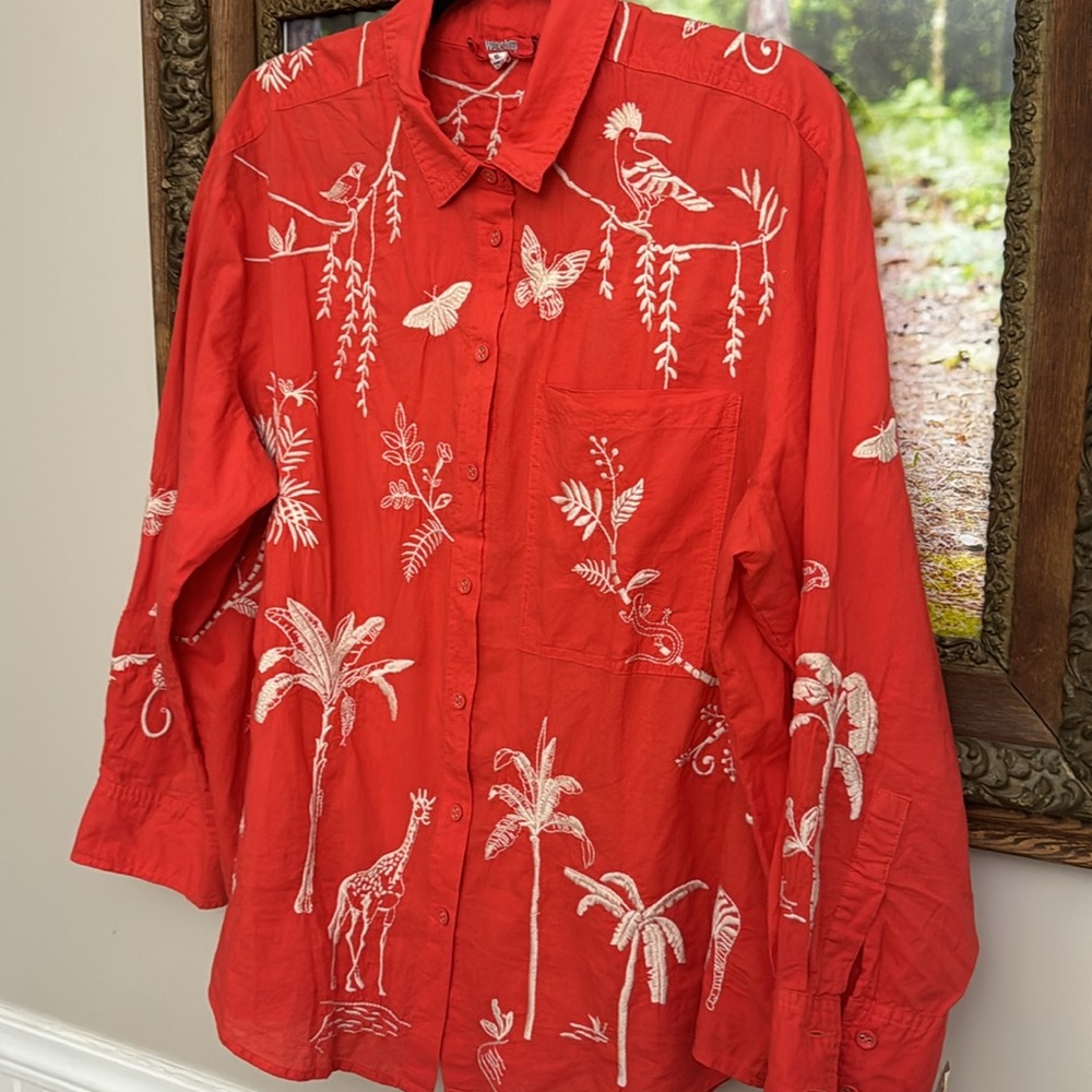 Coral Orange 🍊 Rare Find !JW Safari Animals embroidered!! Very cute!